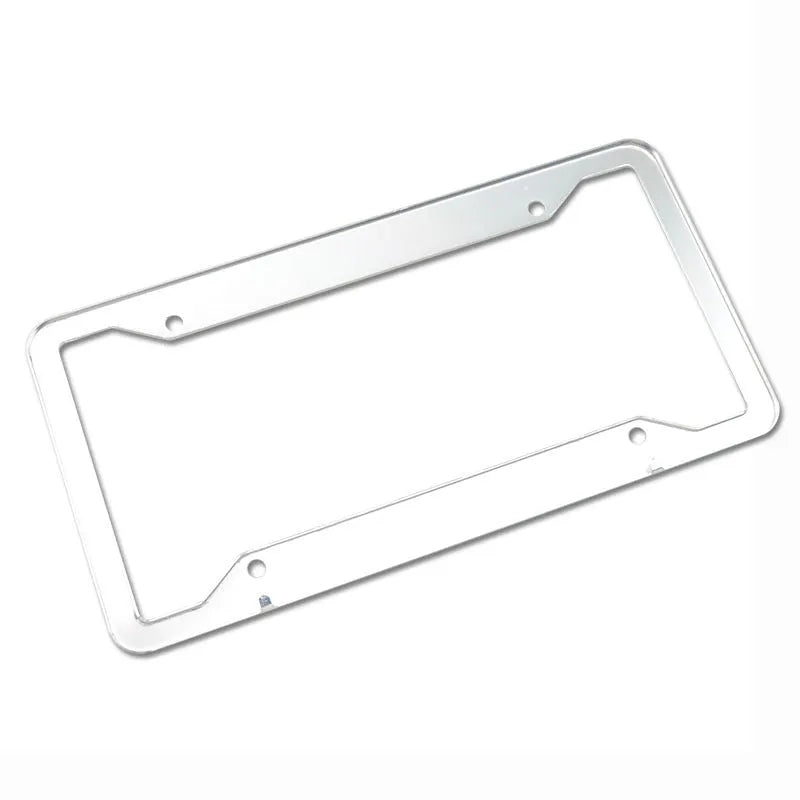 Aluminium alloy licence plate frame in black, light grey, sandblasted silver, or stainless steel finish