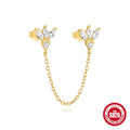 S925 sterling silver stud earrings with zircon stones in golden geometric designs
