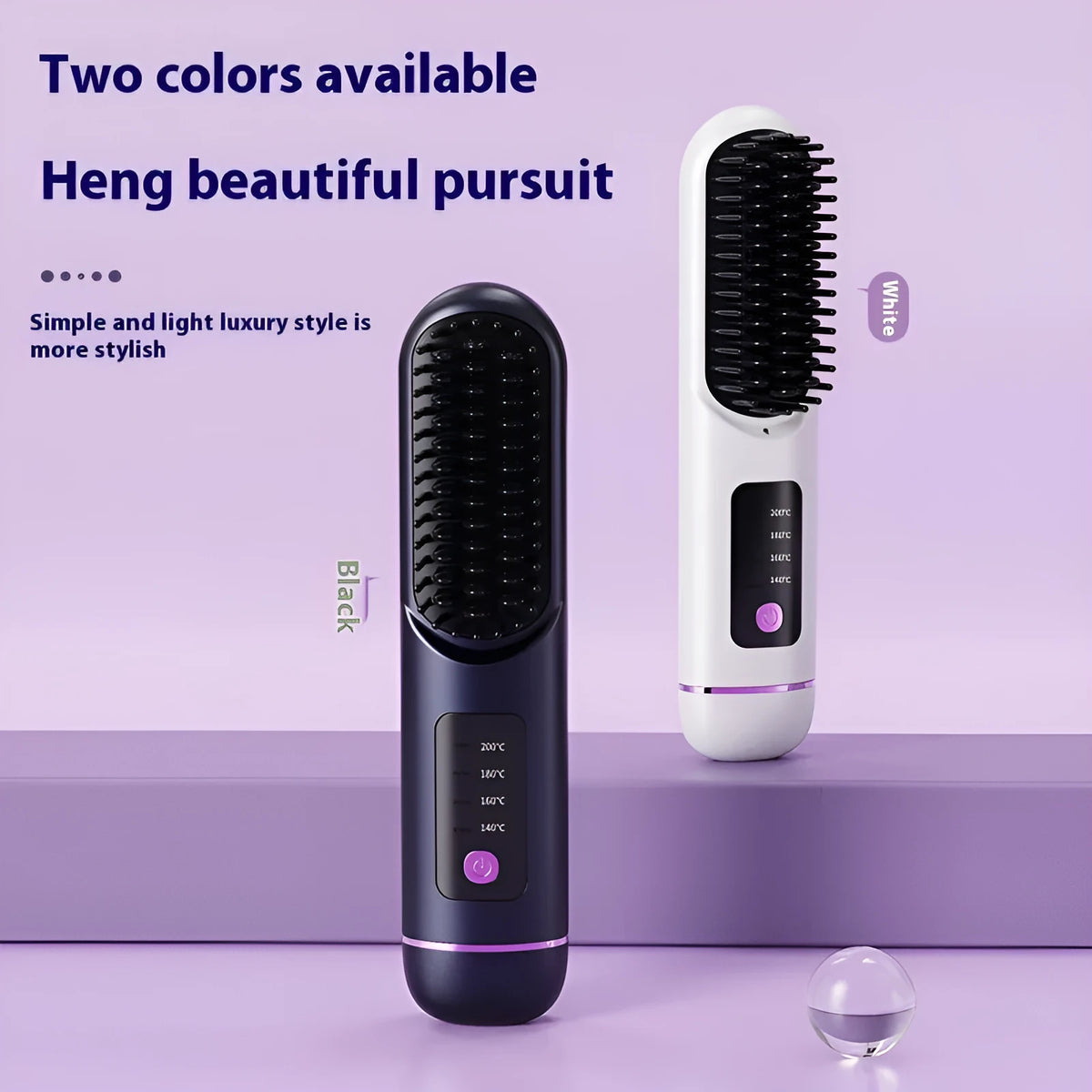 Portable charging negative ion straight hair comb in white, dark blue, and grey colour options