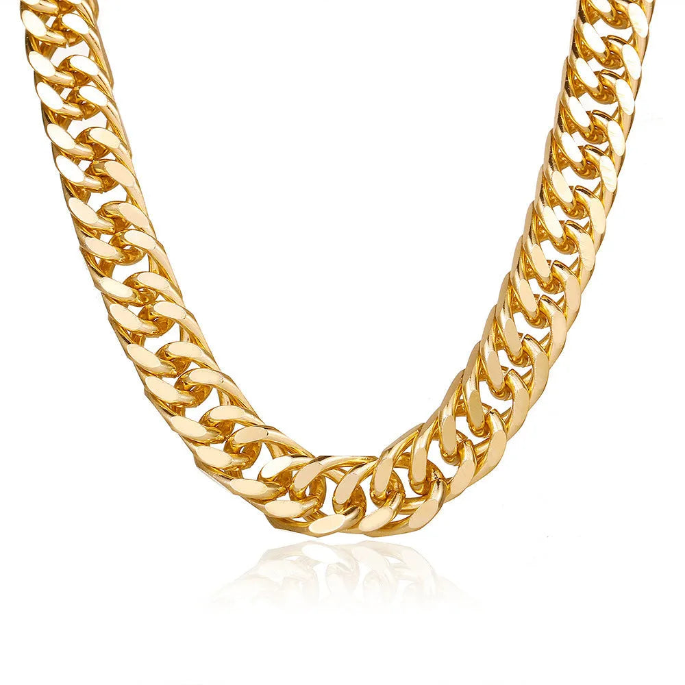 Women's thick chain necklace in solid colour with 32cm length and 6cm pendant