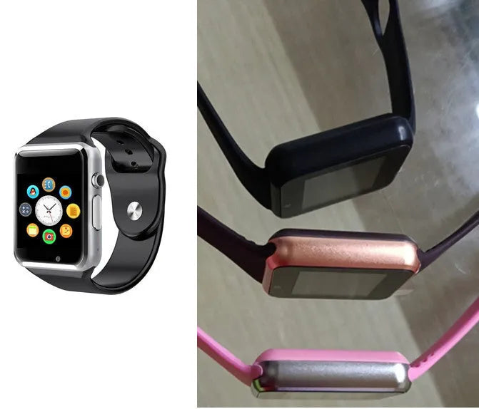 A1 smart watch with GSM SIM card phone function on wrist showing 1.54-inch display