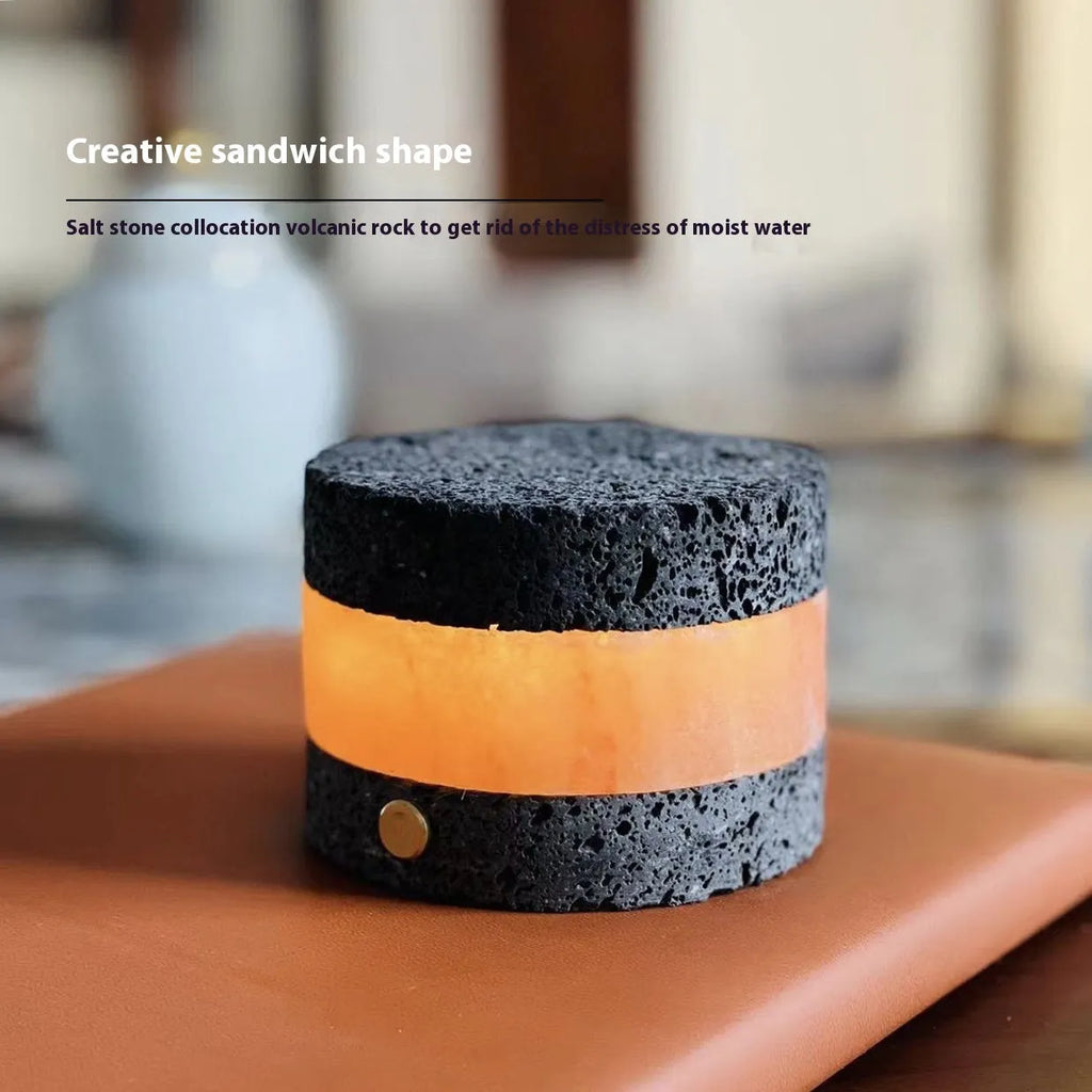 Orange volcanic rock USB night lamp with essential oil diffuser and touch dimming controls