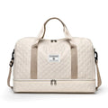Large Oxford cloth travel holdall for prams in khaki colour with sewing thread detail