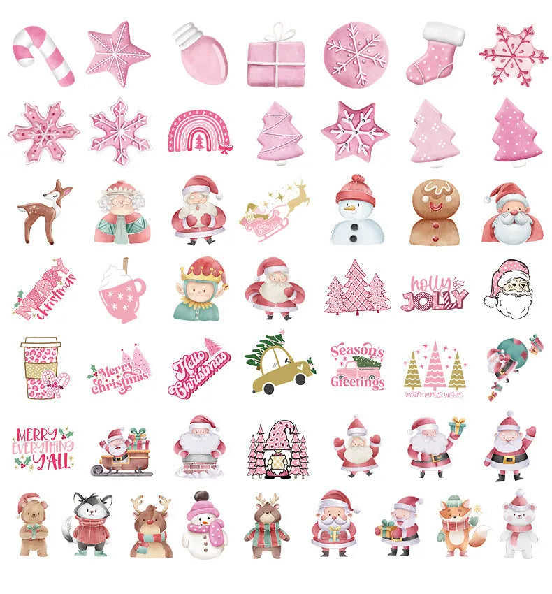 50 Christmas waterproof stickers in cute designs ranging 4-8cm for cars, phones and computers