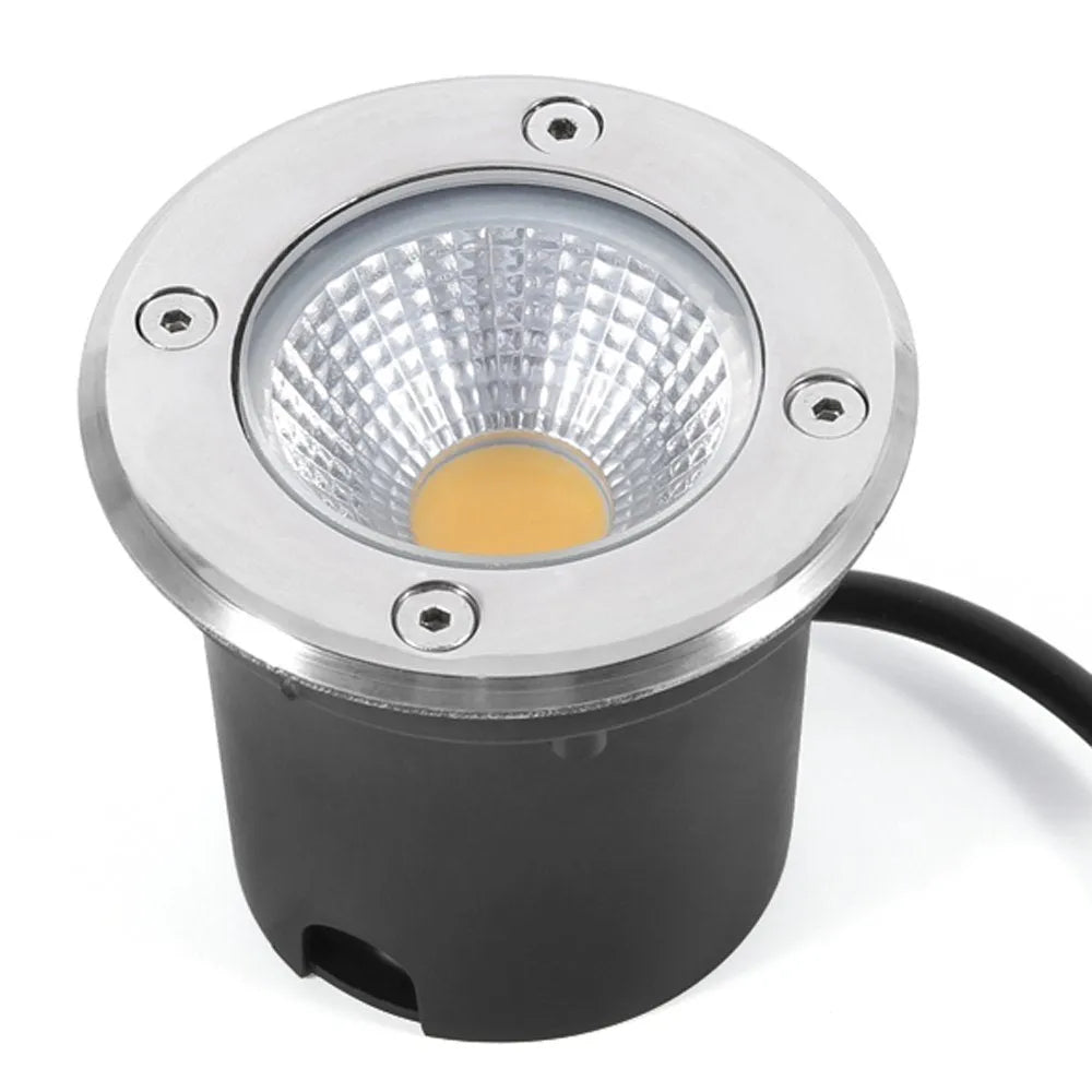 Round LED COB underground light with stainless steel cover and aluminium body for outdoor garden installation