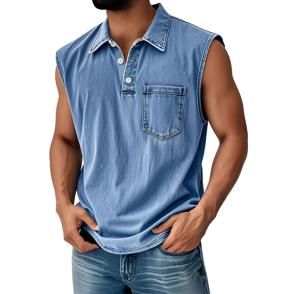 Men's 3D printed button polo shirt with short sleeves in polyester fabric, loose fit design