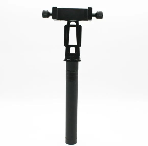 Black retractable selfie stick handheld stabiliser extended for smartphone photography
