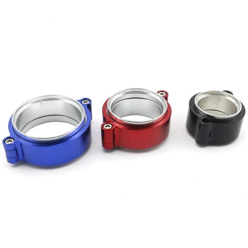 Aluminium fixed movement clamp for turbo exhaust in black blue red colours with 800psi pressure rating