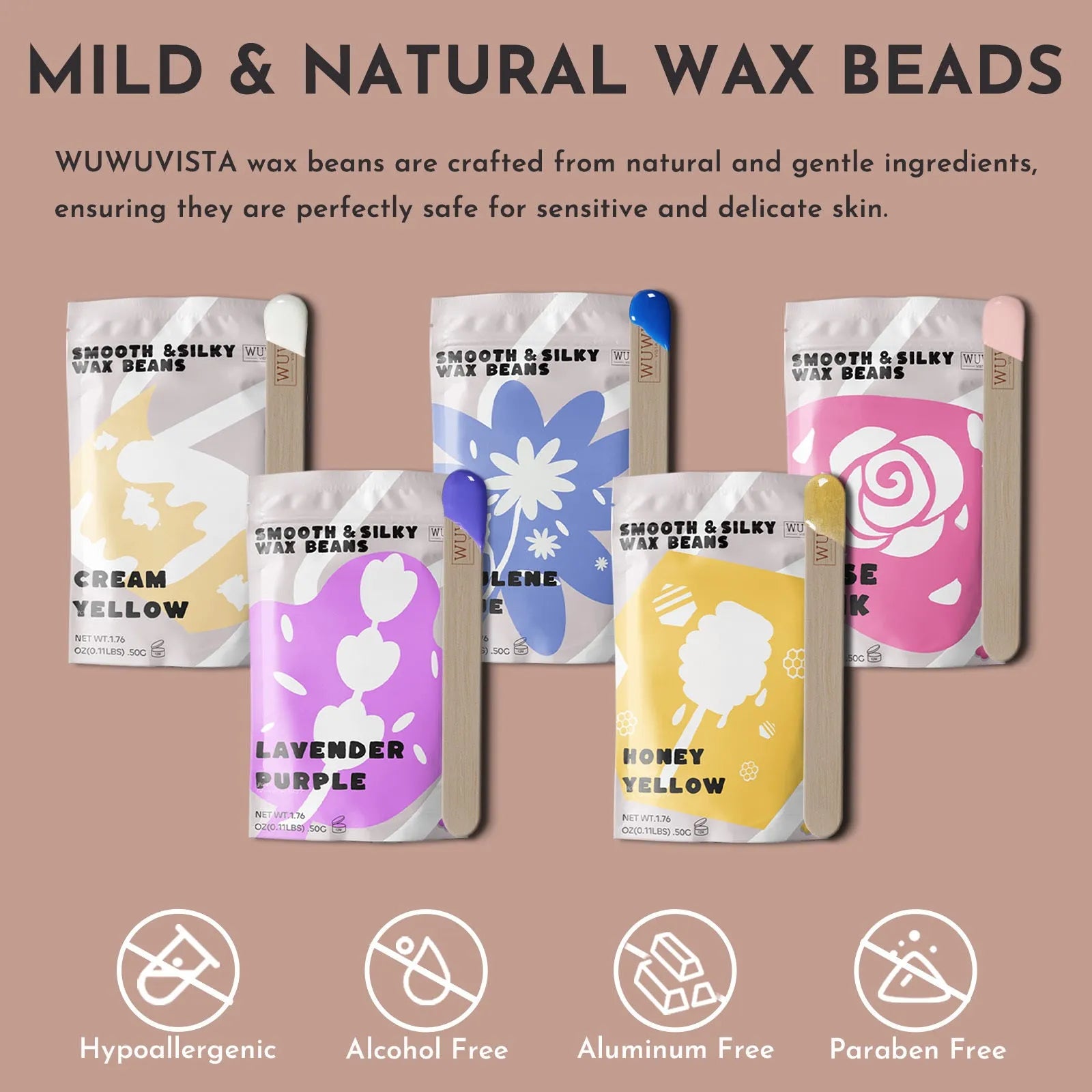 Professional waxing kit with black or pink wax warmer, hard wax beans, applicator sticks, post-treatment lotion and cooling masks.