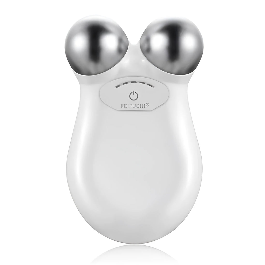 Pink and white micro current face lifting device for facial firming and skin rejuvenation