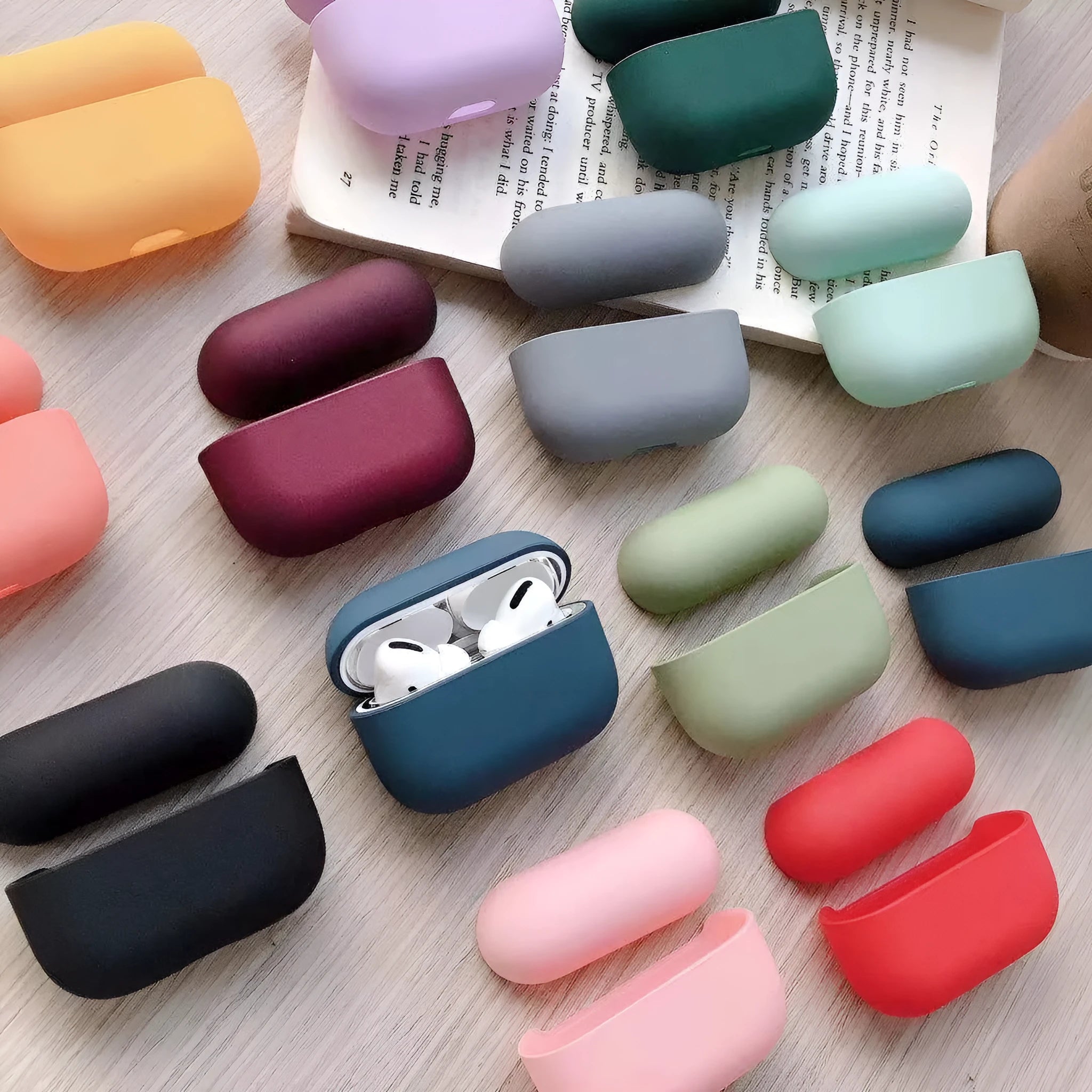 AirPods Pro plastic protective case in multiple colour options including black, pink, green and blue