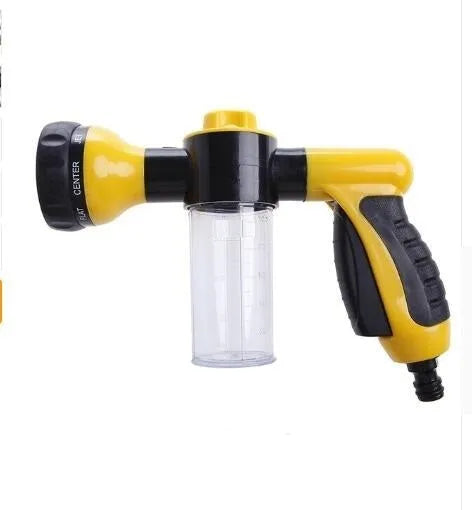 Green high pressure foam spray gun with adjustable nozzle for car washing and garden cleaning