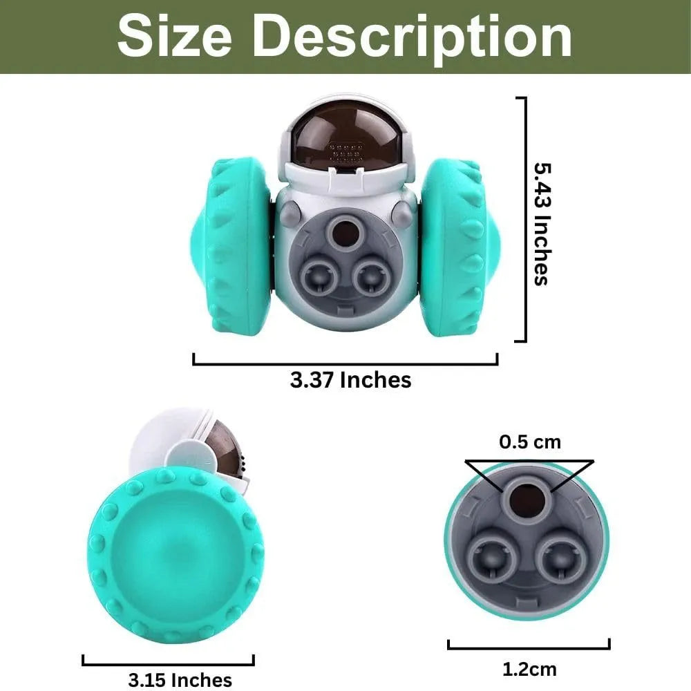Self-balancing interactive dog treat dispenser toy in five colour options for small pets