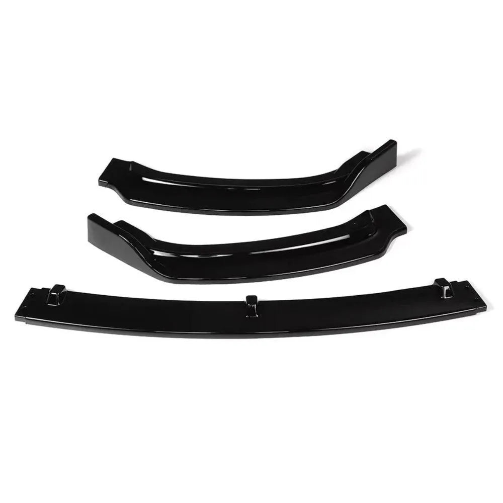 Bright black PP front bumper lip spoiler for BMW 3 Series F30 F35 models on a car.