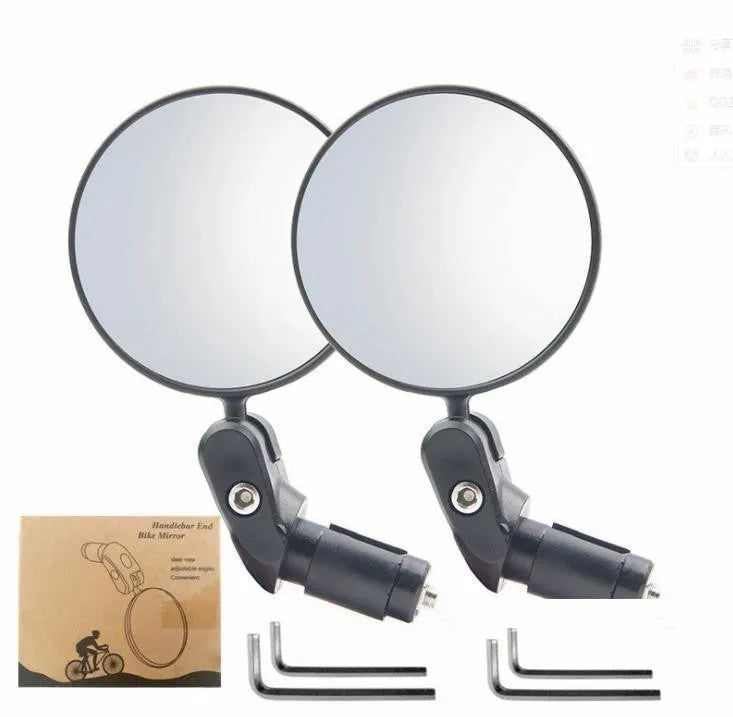 Black convex rearview mirror on a 14cm adjustable stem for vehicle blind spot monitoring.