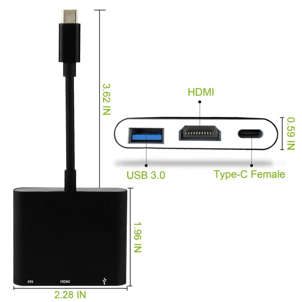 Black USB Type-C to HDMI adapter cable for Nintendo Switch on a white background