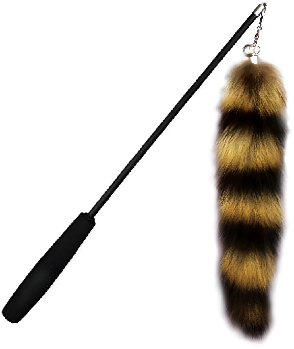 Black cat toy wand with elastic string measuring 42cm for interactive indoor feline play