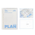 A5 PVC spiral notebook in white or blue colour showing dimensions of 148 x 210mm
