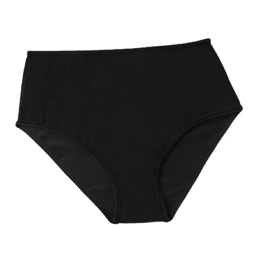 High-waist printed swimsuit in black with coconut tree pattern design