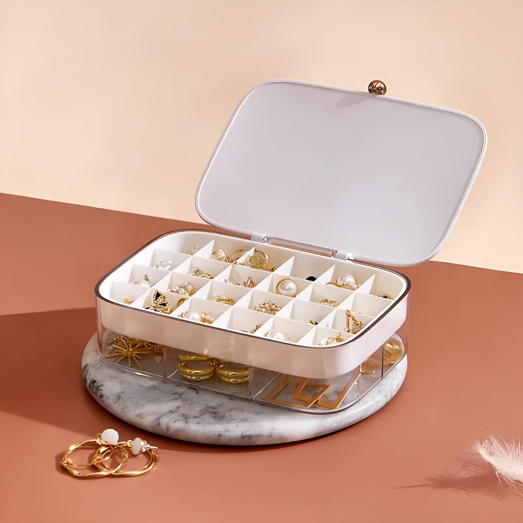 Modern minimalist multi-layer jewelry storage box in green pink white and red bean paste made of ABS plastic