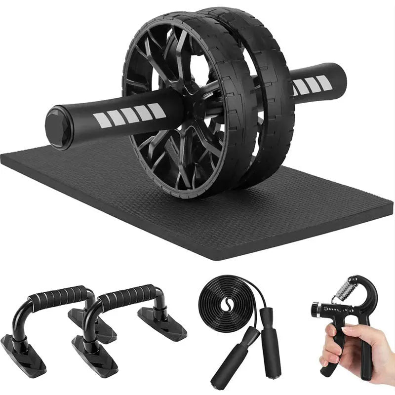 Push-up bracket abdominal wheel fitness set with seven wheels in four colour options