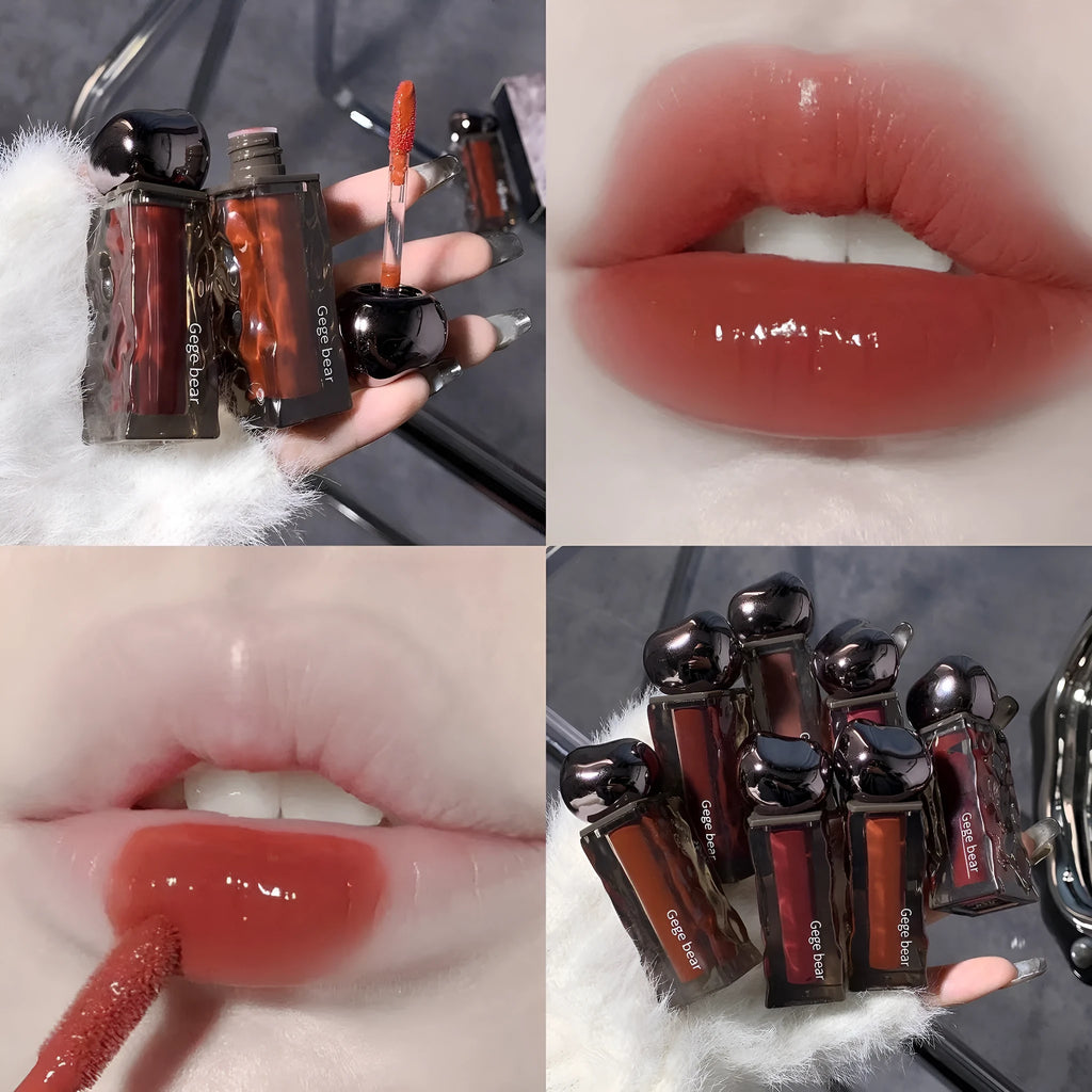 Glacier Lava Lip Lacquer tube with mirror, shown in one of seven colour options.