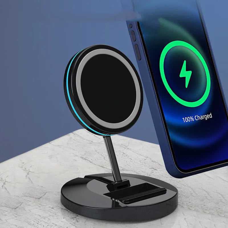 Folding magnetic wireless charging stand for iPhone 12 with 3 in 1 charging capability