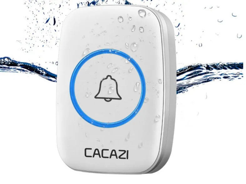Wireless doorbell transmitter and mains receiver with 300m range available in black and white