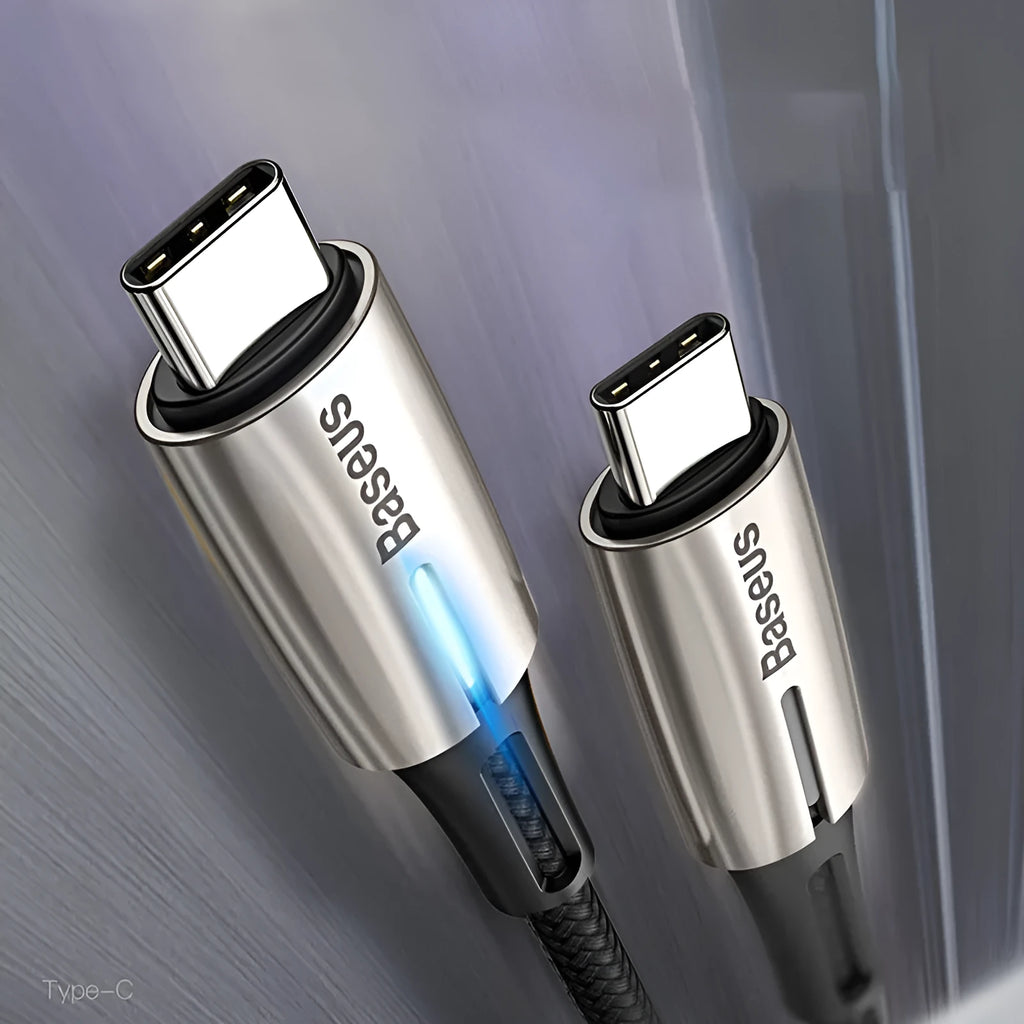 USB-C to USB-C cable with purple or red colour options, 1 metre length