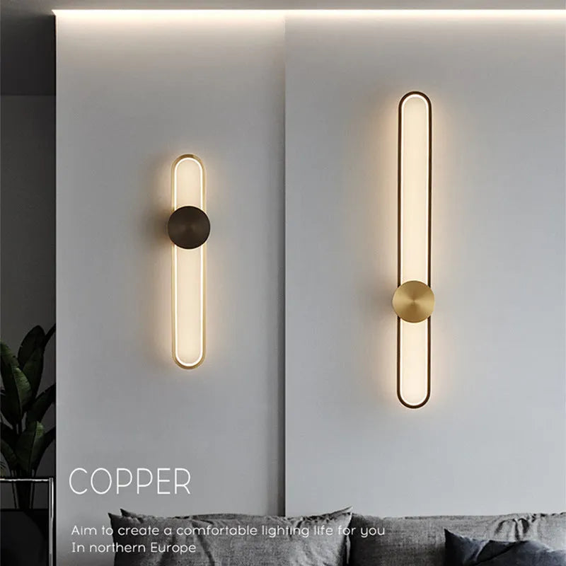 Modern minimalist wall lamp with iron shade and LED warm light in round black finish