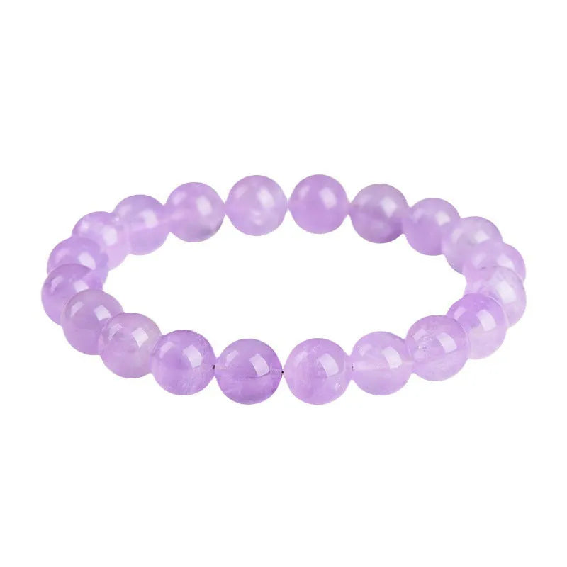 Lavender amethyst bracelet with geometric round beads in cream or transparent colours
