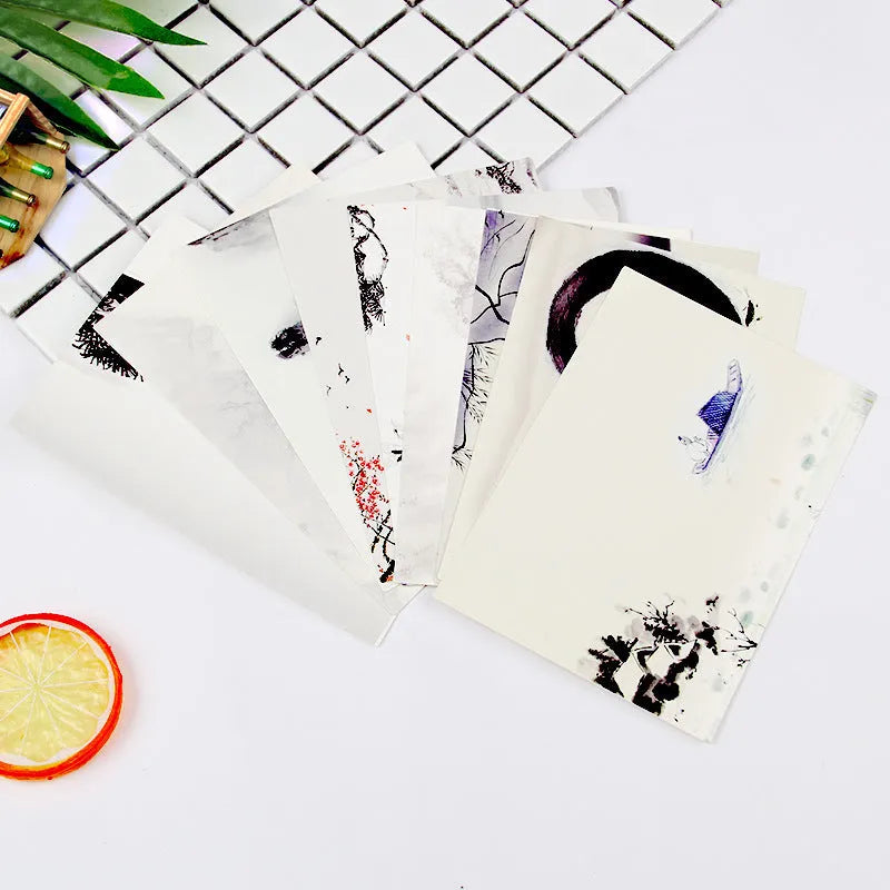 Set of nine Japanese-style retro cartoon postcards featuring Paris Tower minimalist designs