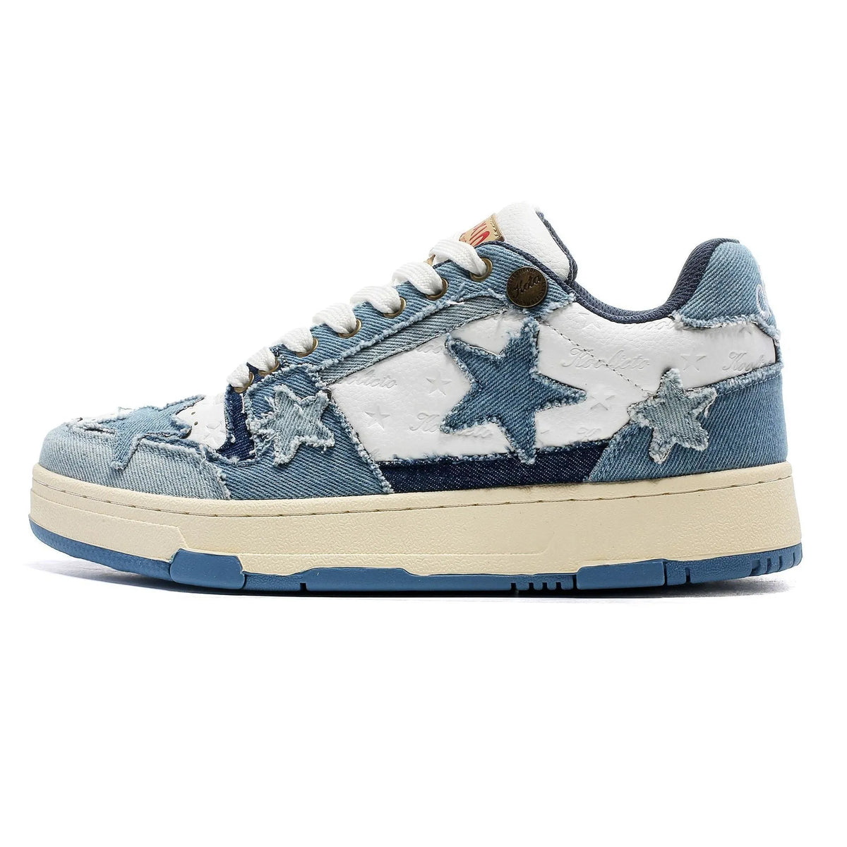 Leather platform running shoes with round toe and lace-up design in West Lake dragon well tea colour