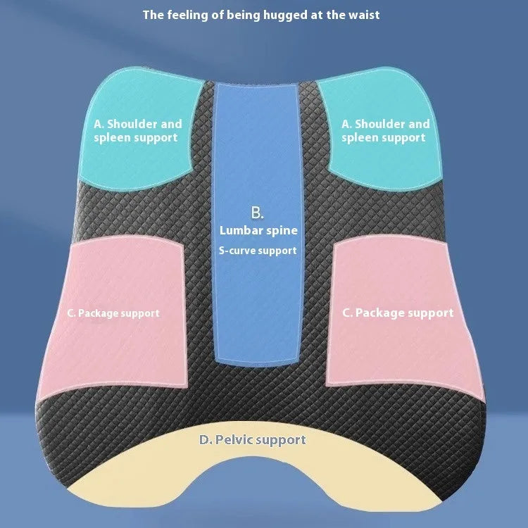 Office chair lumbar support cushion measuring 40x40x8cm in grey, navy blue, and pink colour options
