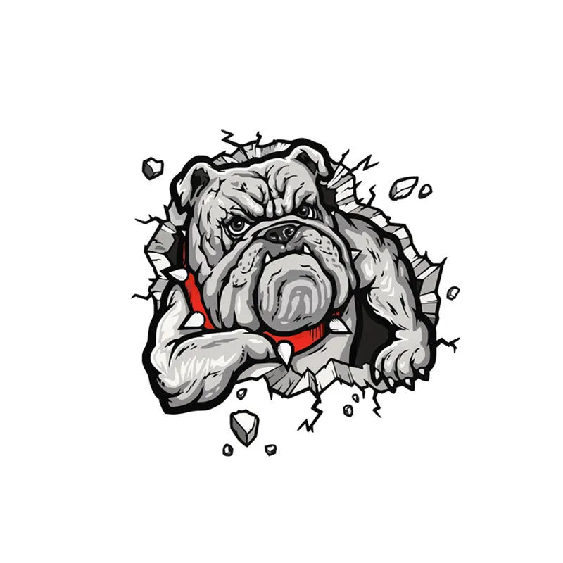 Square grey dog pattern paper sticker for motorcycle customisation, 17cm x 17cm.