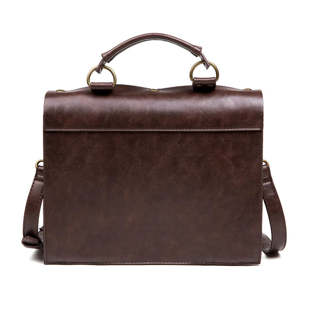 Bronze steampunk industrial retro style shoulder bag with pillow shape and metal hardware accents