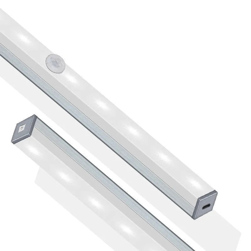 USB rechargeable LED closet light with motion sensor and magnetic strip mount.