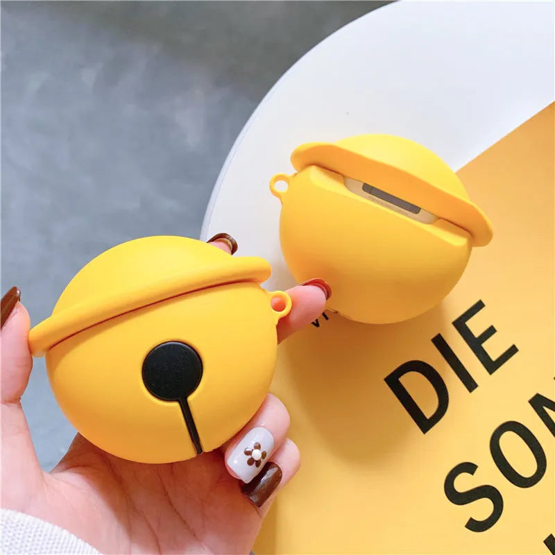 Yellow silicone bell-shaped protective case for Apple AirPods 1st and 2nd generation