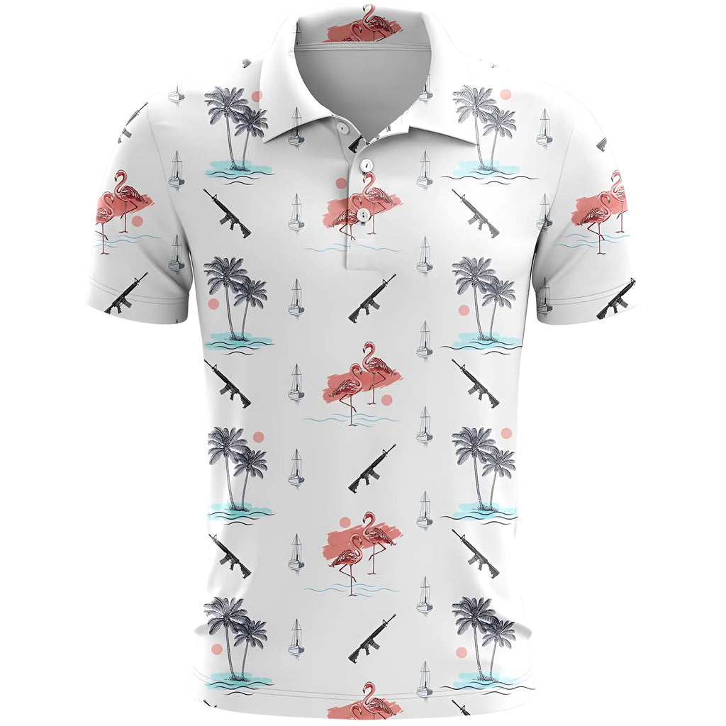 Men's 3D printed sports short sleeve top in loose fit with bird eye cloth fabric
