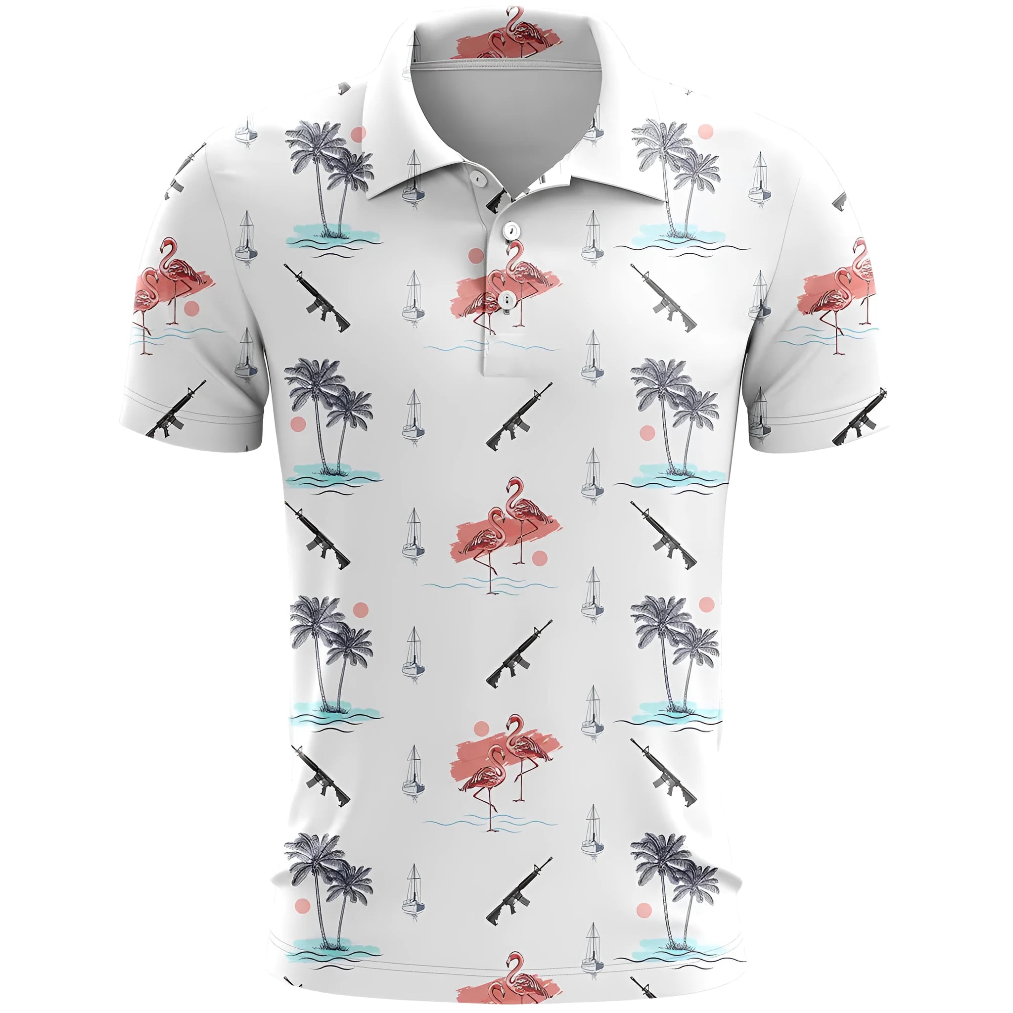 Men's 3D printed sports short sleeve top in loose fit with bird eye cloth fabric