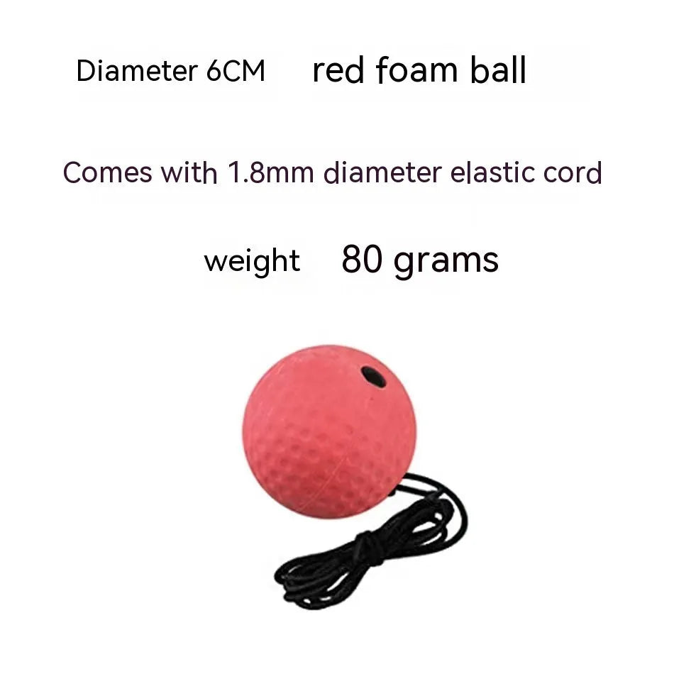 Head-mounted boxing reaction training ball set with adjustable headbands and multiple coloured balls