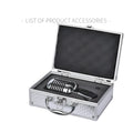 Retro metal wired microphone in black or silver colour with cardioid pickup pattern