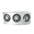 Black and white portable car ventilation fan with USB cable for vehicle air circulation