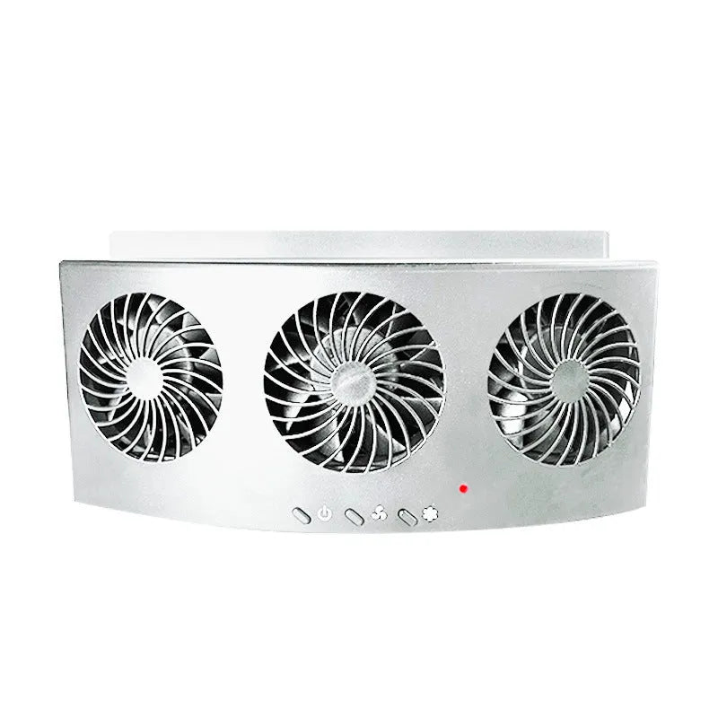 Black and white portable car ventilation fan with USB cable for vehicle air circulation