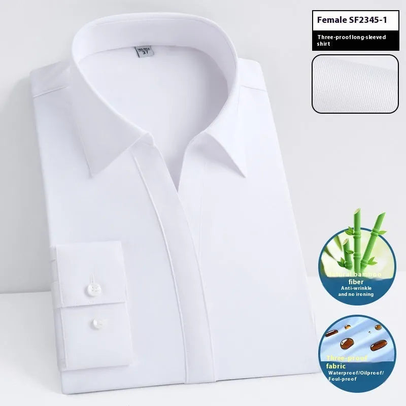 Men's waterproof bamboo fibre business shirt in slim fit with square collar