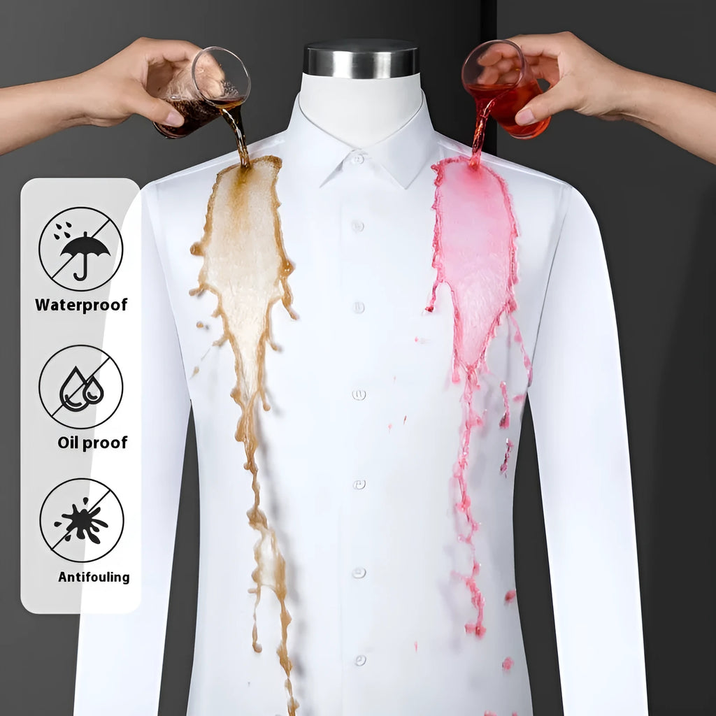 Men's waterproof bamboo fibre business shirt in slim fit with square collar