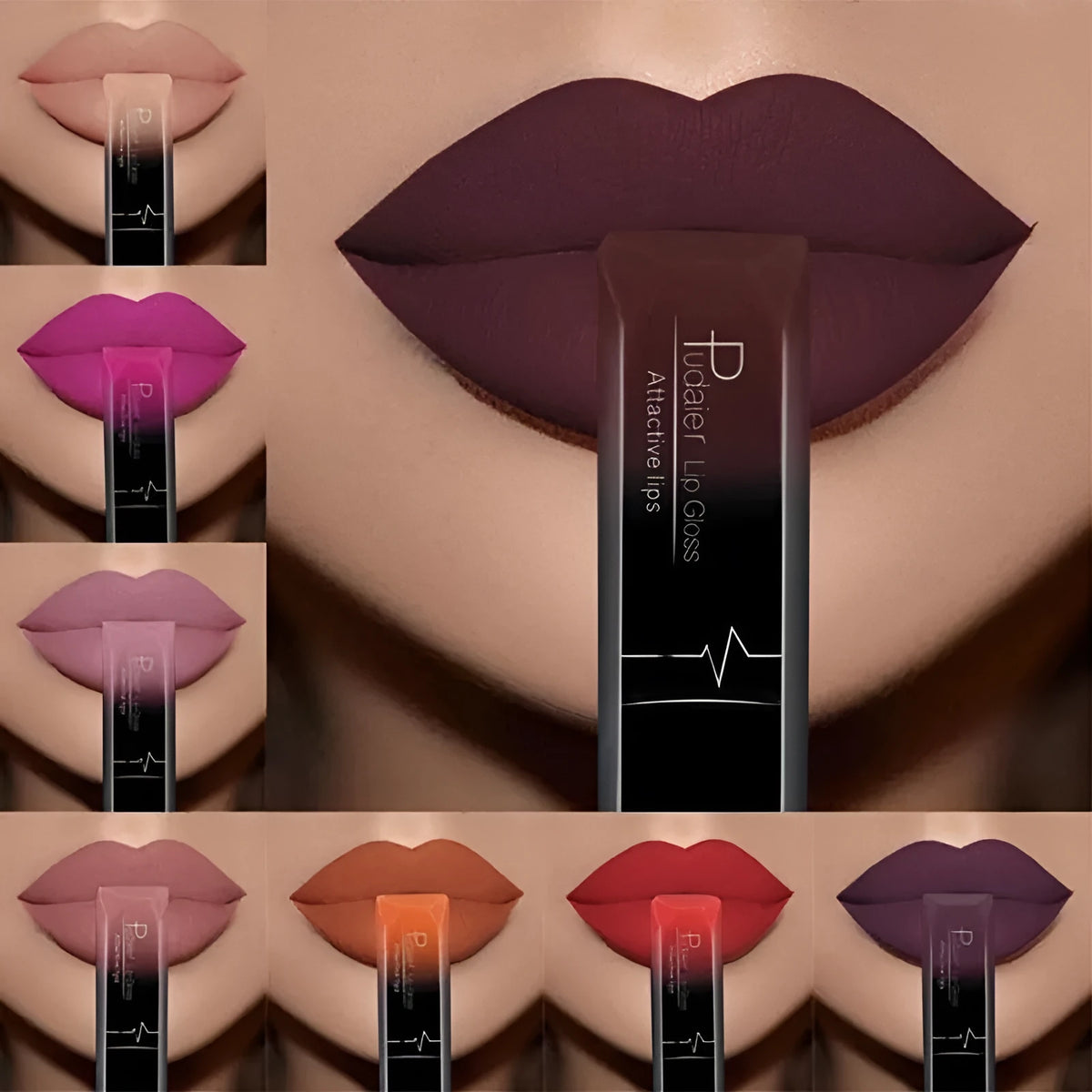 Matte liquid lipstick tube 8ml with 21 numbered shades, long-lasting and waterproof lip glaze for makeup