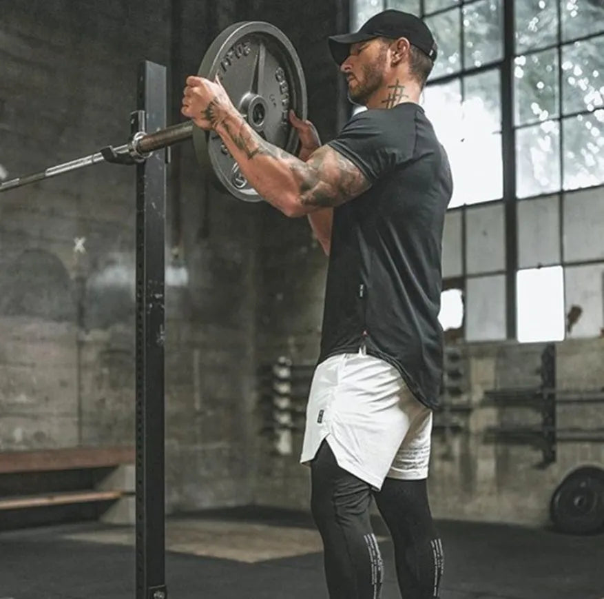 Custom mens fitness sports shirt in cotton spandex blend available in army green black and white