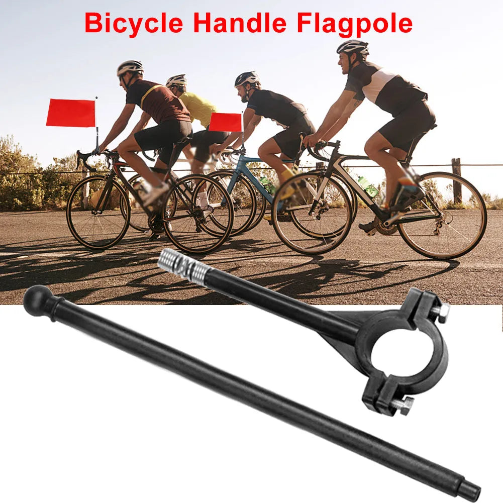 Square polyester car flag mounted on plastic handlebar flagpole for promotional display