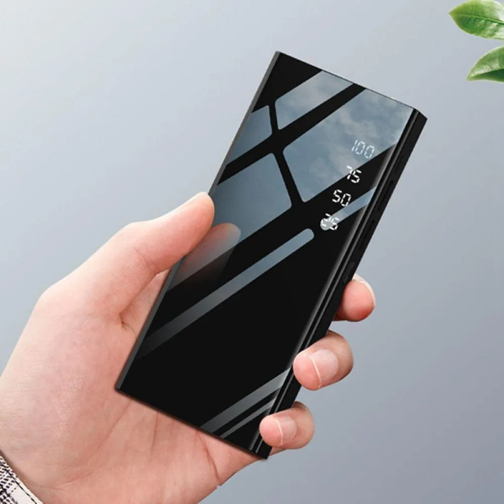 20000mAh power bank with LCD display showing battery percentage and dual USB ports